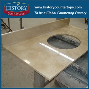 Custom Spain Beige Marble Cream Marfil Polished Countertop & Vanitytop