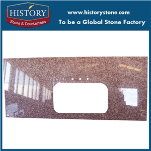 G687 Granite Tops，Peach Red Granite Kitchen Countertops