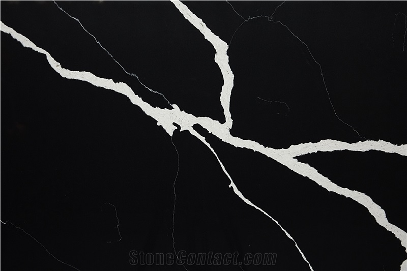 Calacatta Black06 Vm-17912 Quartz Slabs&Tiles Floor&Wall Covering