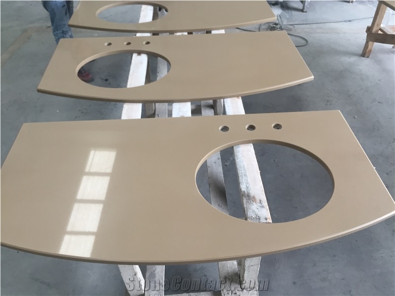 Coffee Sand Quartz Vanity / High Quality Brown Bath Tops