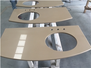 Coffee Sand Quartz Vanity / High Quality Brown Bath Tops