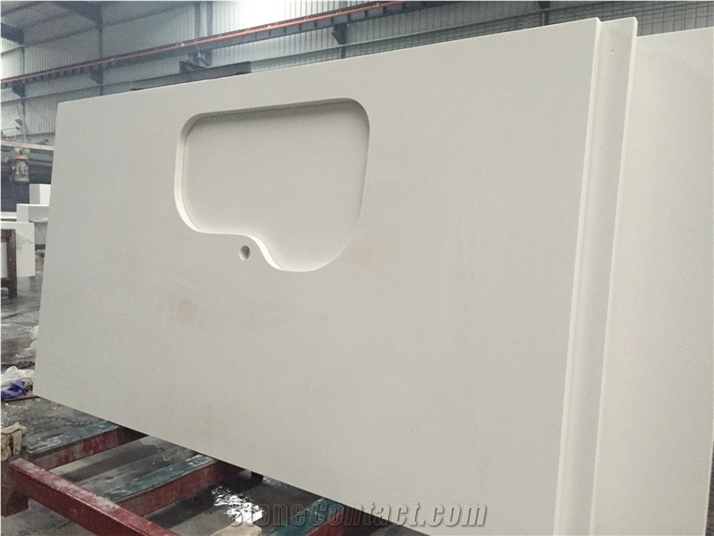 P008 Glacier White Quartz Countertop / High Quality Kitchen Tops