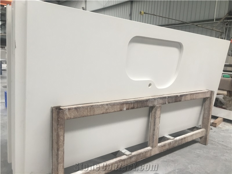 P008 Glacier White Quartz Countertop / High Quality Kitchen Tops