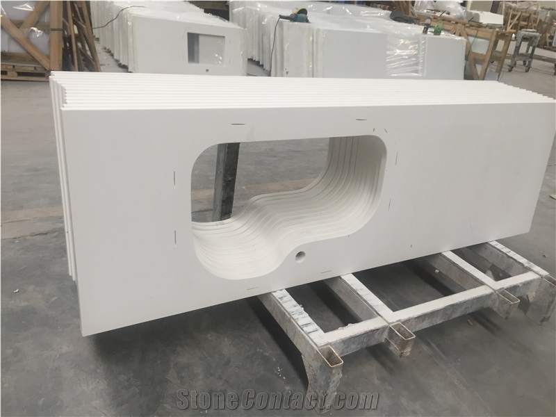 P008 Glacier White Quartz Countertop / High Quality Kitchen Tops