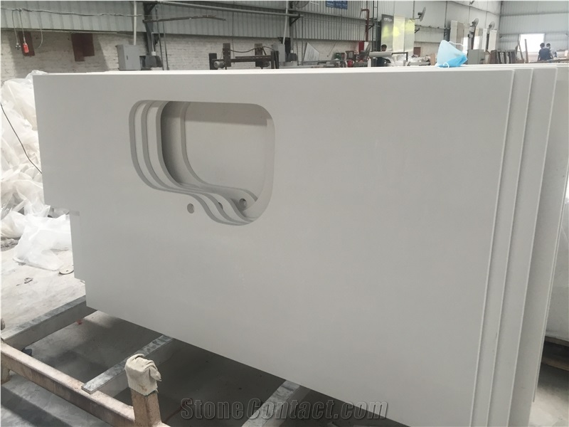 P008 Glacier White Quartz Countertop / High Quality Kitchen Tops