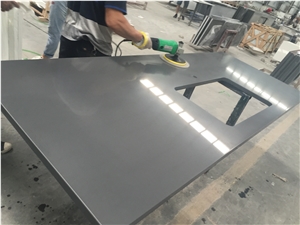 P009 Pure Grey Quartz Countertop / High Quality Kitchen Tops