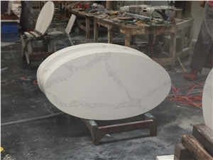 Polished Calacatta White Quartz-V130-2-Round Top
