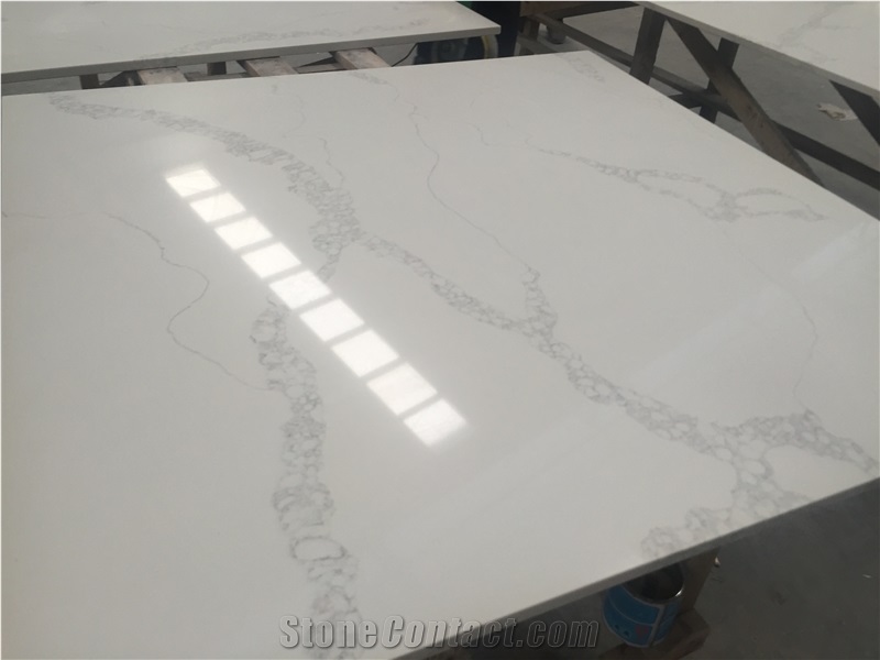 Polished Calacatta White Quartz-V130-2-Round Top