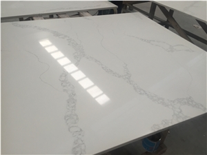 Polished Calacatta White Quartz-V130-2-Round Top