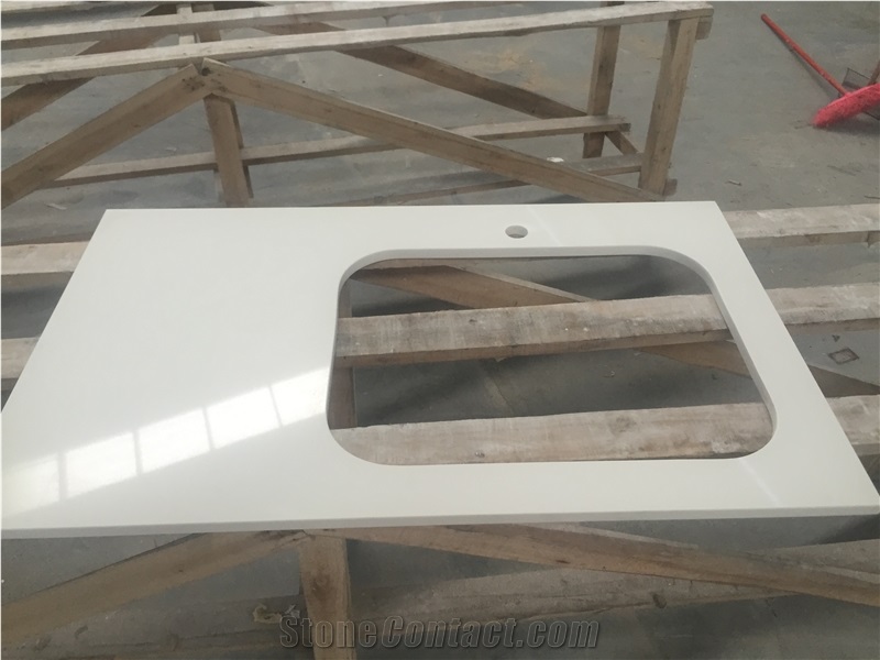 Polished Pure White Quartz-2141-Vanity Counter Tops