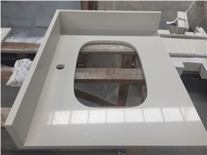 Polished Pure White Quartz-2141-Vanity Counter Tops
