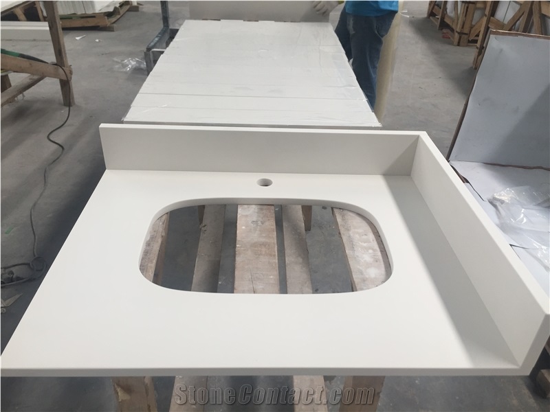 Polished Pure White Quartz-2141-Vanity Counter Tops