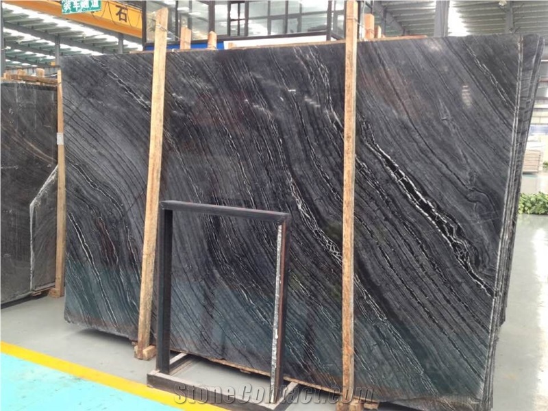 Silver Wave / China High Quality Black Marble Tiles & Slabs