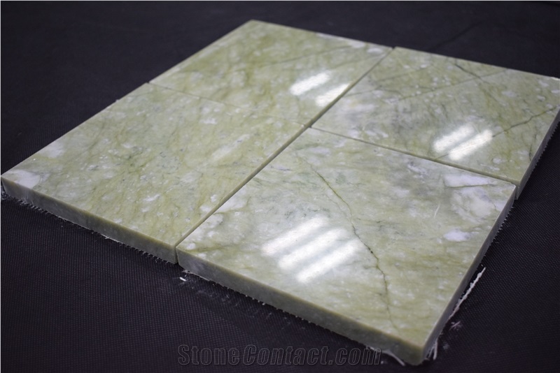Home Decoration Natural Stone Slab Ming Verde Green Marble Tile for Tv Background