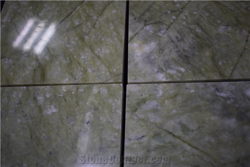 Home Decoration Natural Stone Slab Ming Verde Green Marble Tile for Tv Background