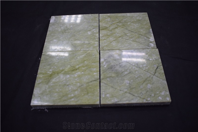 Home Decoration Natural Stone Slab Ming Verde Green Marble Tile for Tv Background