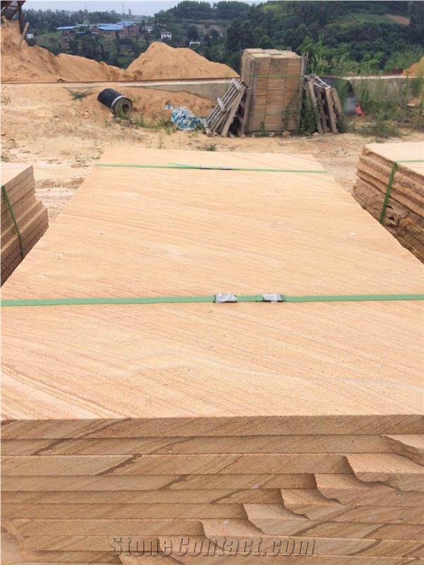 Natural Paving Stone Yellow Sandstone Slabs for Villa Wall Tile