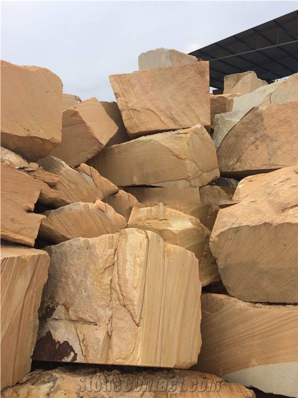 Natural Paving Stone Yellow Sandstone Slabs for Villa Wall Tile