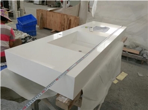 Pure White Quartz Stone Vanity Tops, Engineered Stone Bathroom Countertops