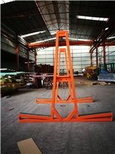 Orange Powder Coated Slant Base a Frames, Storage Rack with Cross Bar
