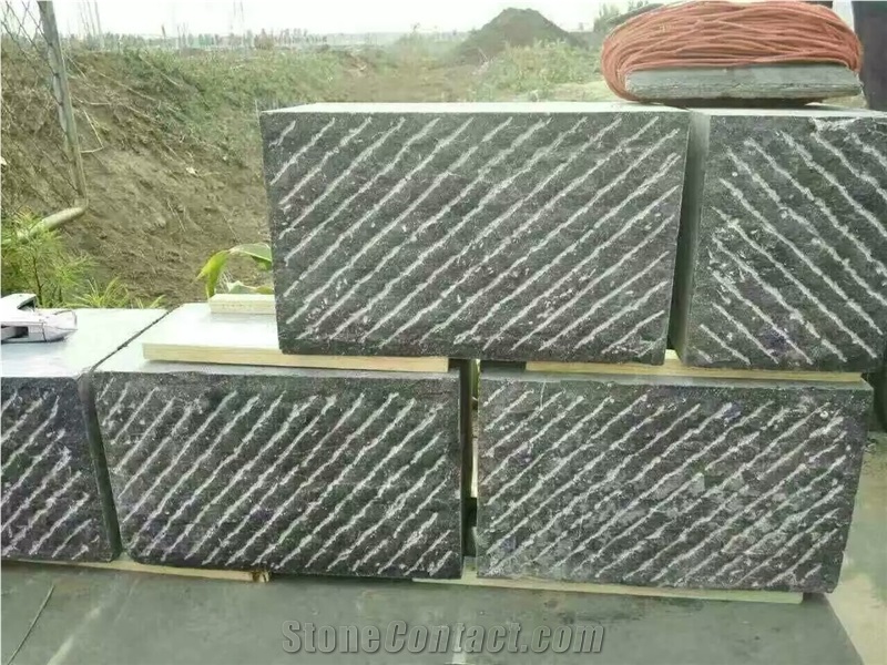 Blue Limestone Chiseled Surface Paving Blocks Stair Sets Competititve Prices