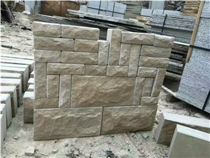 Shandong Yellow Sandstone Mushroom Rustic Surface Wall Stone Blocks Low Prices