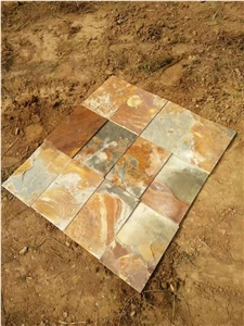 Yellow Brown Rusty Slate Tiles Flat Natural Surface Competitive Prices