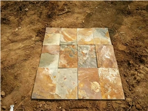 Yellow Brown Rusty Slate Tiles Flat Natural Surface Competitive Prices