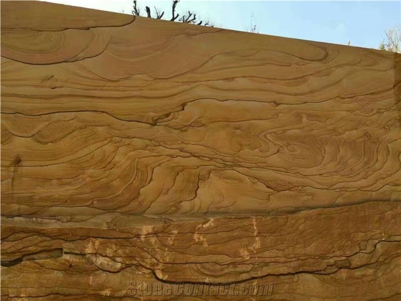 Yunnan Yellow Timber Sandstone Pool Coping Paving Tiles Slabs Honed Surface