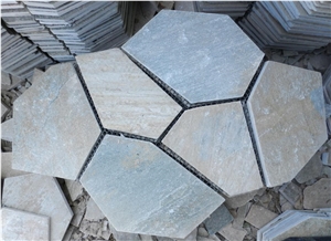 China Cheap Yellow Grain Stone Flagstone Tile, Nature Slate Flagstone