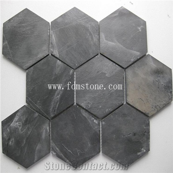 Black Slate Stones for Garden Walkways Cheap Patchwork Hexagonal Paving Stone