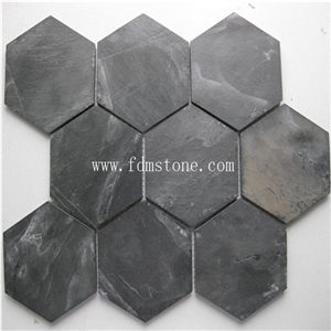 Black Slate Stones for Garden Walkways Cheap Patchwork Hexagonal Paving Stone