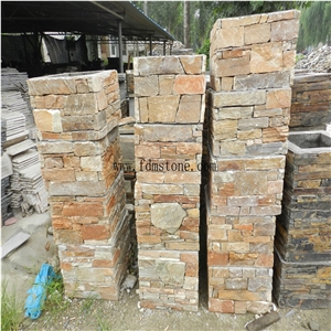 Black Stacked Stone Finish Fence/ Gate Posts,Cement Slate Ledge Stone Veneers, Cultured Stone Panels,Pillar Slate Stack Stone