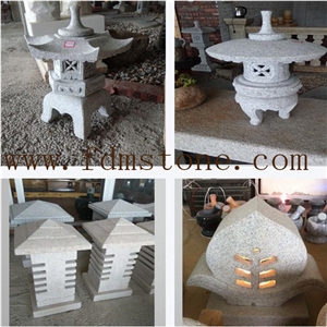 Oriental Natural Stone G603 Carved Granite Branch Type Outdoor Garden Stone Lanterns