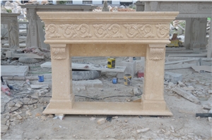 Egyptian Beige Marble Fireplace Mantel for Interior