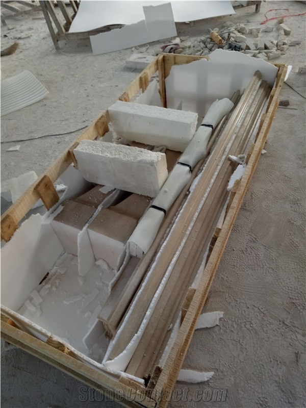 Egyptian Beige Marble Fireplace Mantel Surrounding