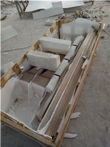 Egyptian Beige Marble Fireplace Mantel Surrounding
