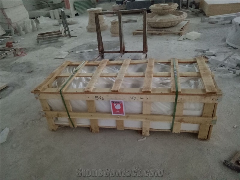 Egyptian Beige Marble Fireplace Mantel Surrounding