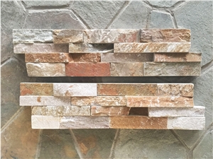 Gold Slate Ledge Corner Wall Stone Cladding