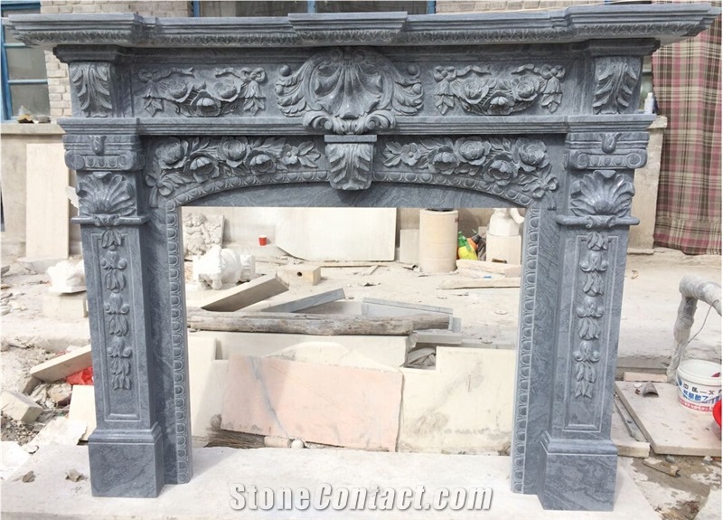 Grey Marble Fireplace Mantel Surround