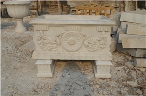 Hand Carved Flowerpot Planter