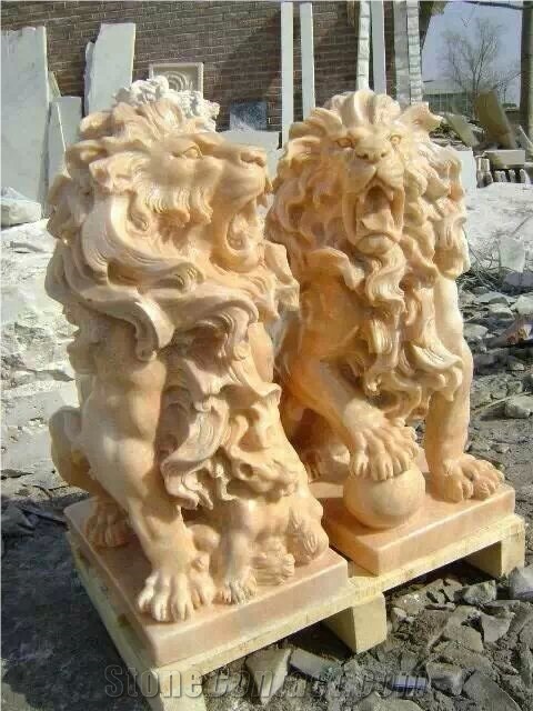 Hand Carved Marble Lion Statue Sculpture Customized