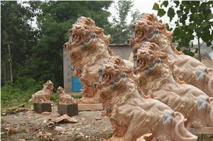 Hand Carved Marble Lion Statue Sculpture Customized