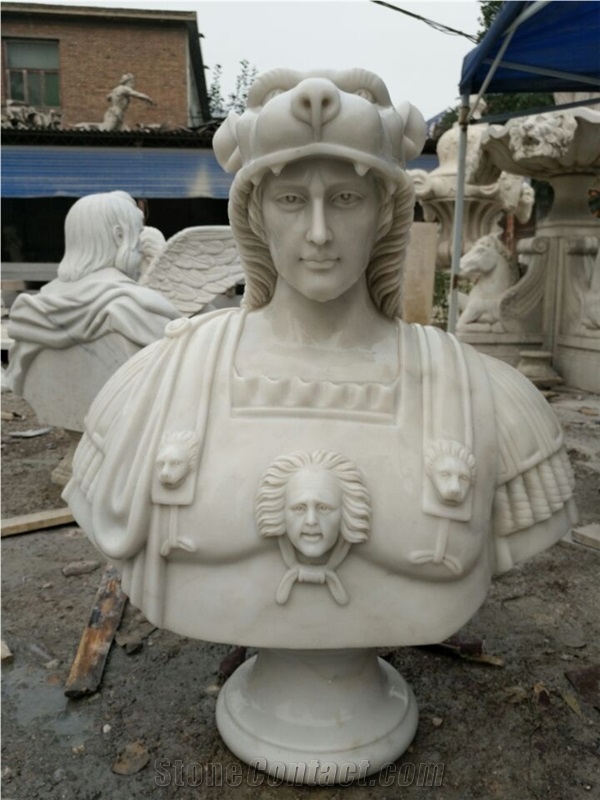 Hand Carved White Marble Bust Alexander the Great