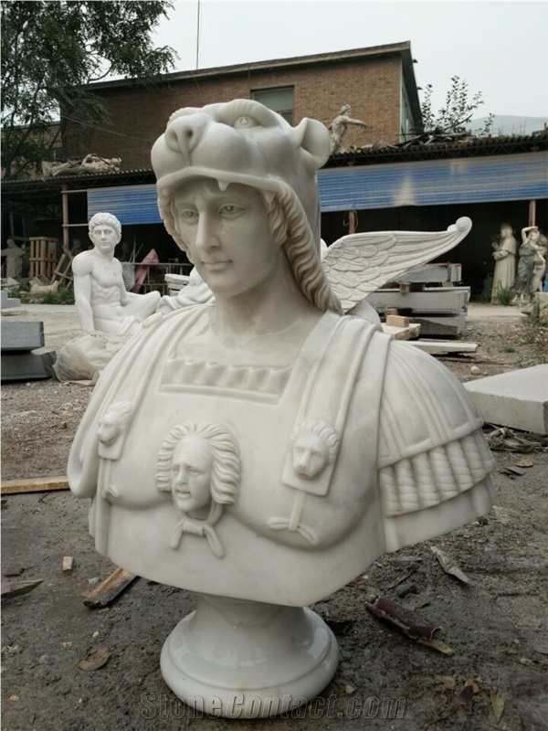 Hand Carved White Marble Bust Alexander the Great