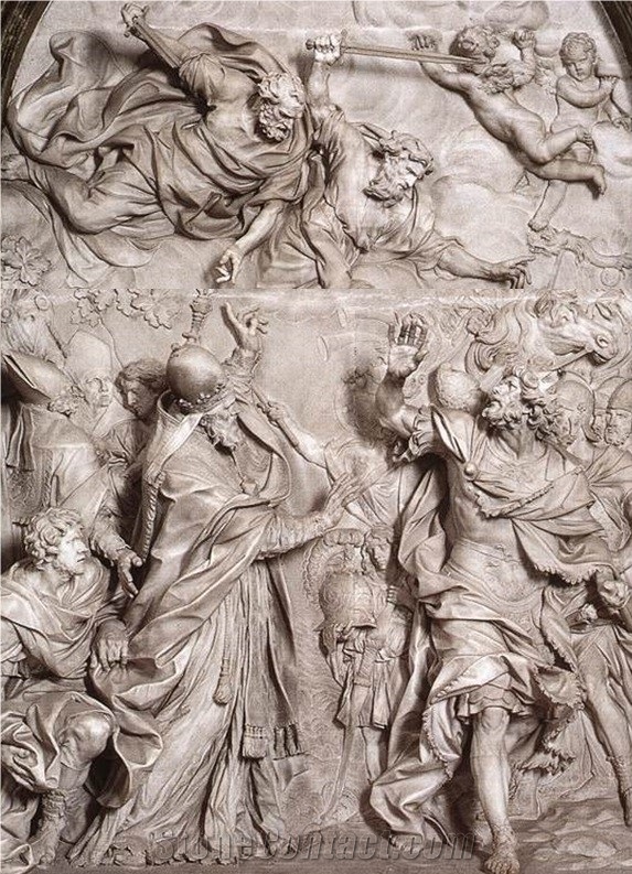 Hand Carved White Marble Religion Relief