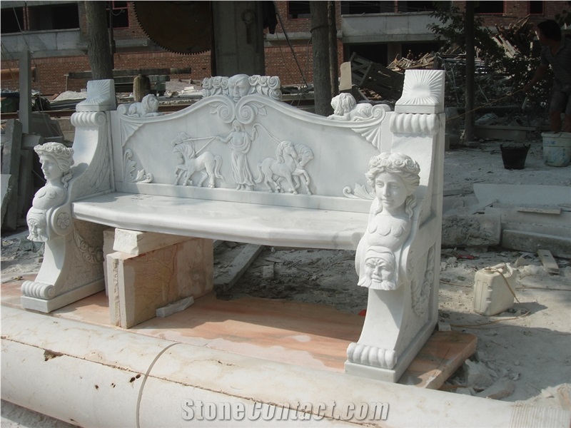 Jade White Marble Benches, Outdoor Benches, Park Benches