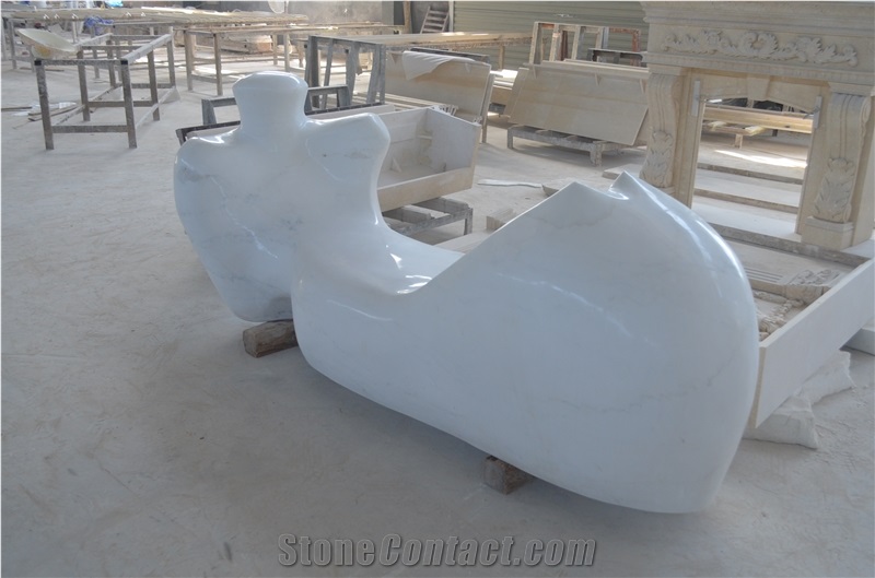 White Jade Marble Abstract Statue Sculpture