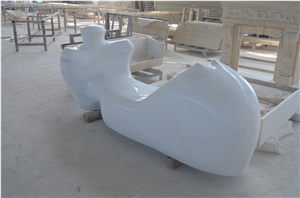 White Jade Marble Abstract Statue Sculpture