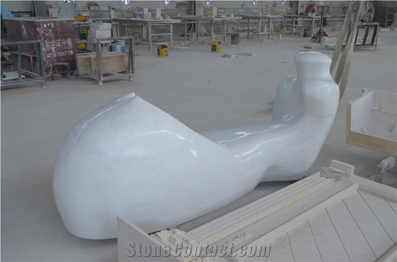 White Jade Marble Abstract Statue Sculpture